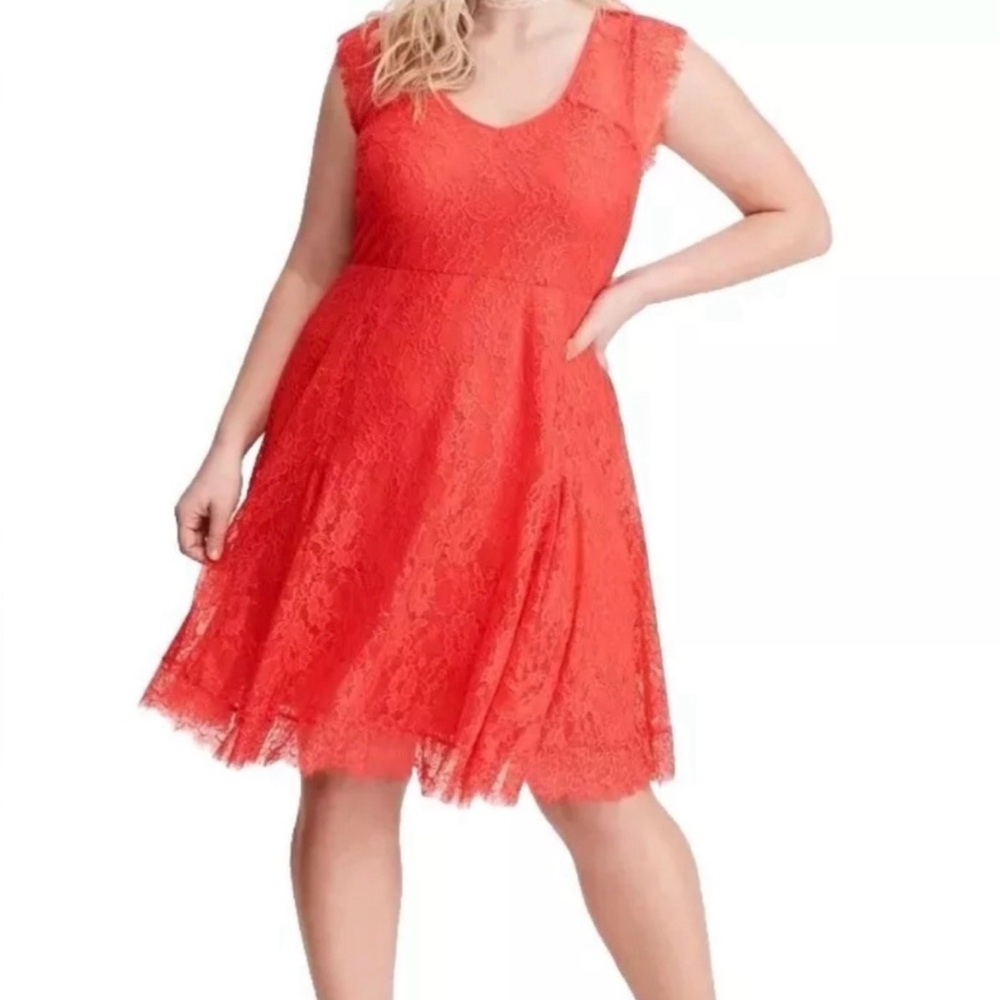 Torrid Vibrant Coral Lace Midi Dress, excellent condition. Beautiful!